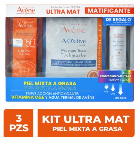 Avene Kit Ultra Fps50 50Ml +Mascarilla Oxitive 18Ml+Agua Termal 50Ml