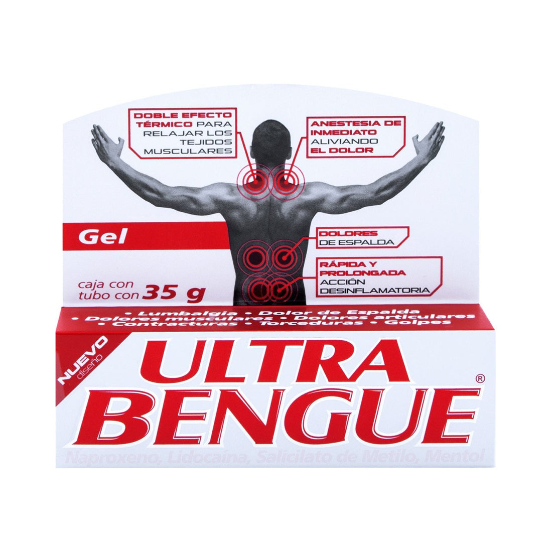 Ultra Bengue Rojo Gel 35G (Naproxeno/Lidocaina/Salicilato De Metilo/Mentol)