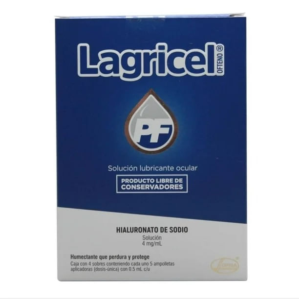 Lagricel Ofteno 4Mg/Ml 0.5Ml Con 20 Ampulas (Hialuronato De Sodio)