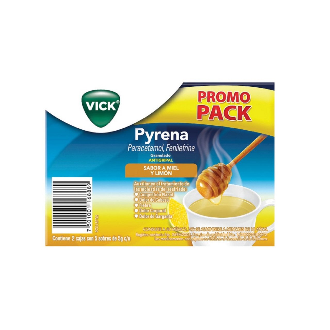 Vick Pyrena Sobres 500Mg/10Mg 5G Con 10 (Paracetamol/Fenilefrina)