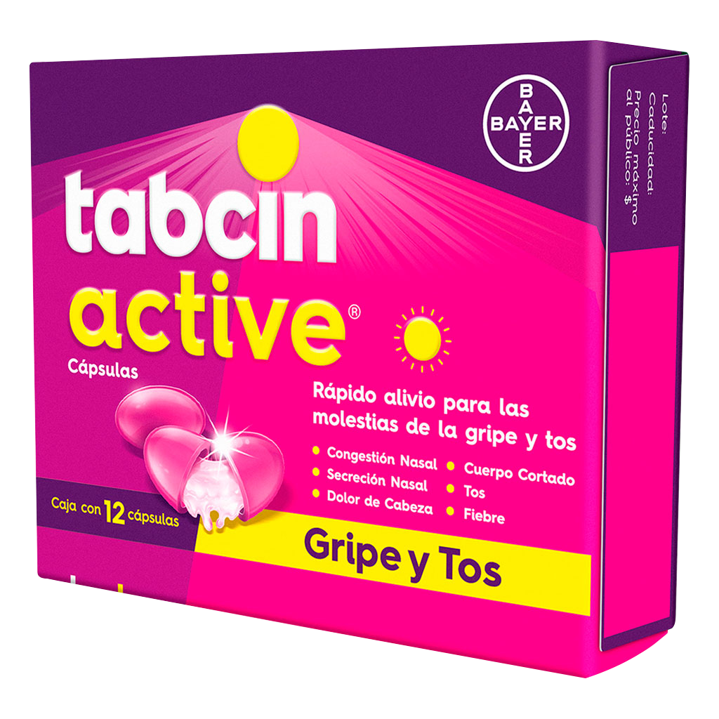 Tabcin Active Con 12 Capsulas (Paracetamol/Fenilefrina/Dextrometorfano/Clorfenamina)