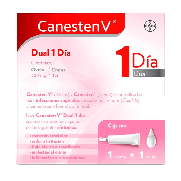 Canesten V Dual 1 Dia Ovulo 500Mg Crema 1% 30G (Clotrimazol)