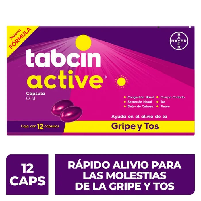 Tabcin Active 325Mg/10Mg/5Mg/2Mg 12 Capsulas (Paracetamol/Fenilefrina/Dextrometorfano/Clorfenamina)