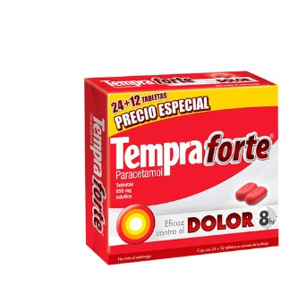 Tempra Forte 650Mg Con 24+12 Tabletas (Paracetamol)