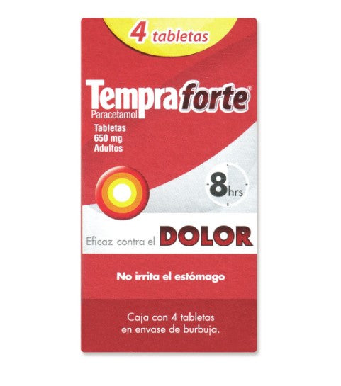 Tempra Forte 650Mg Con 4 Tabletas (Paracetamol)