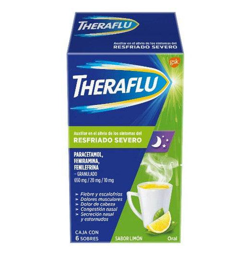 Theraflu Sobres 650Mg/20Mg/10Mg Con 6 Limon (Paracetamol/Feniramina/Fenilefrina) - WeCare Pharma