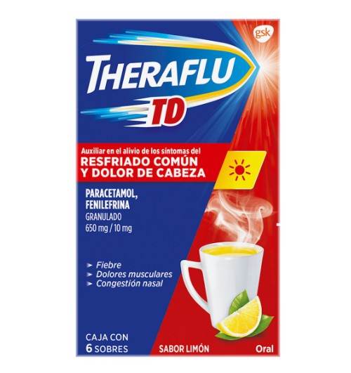 Theraflu Td Sobres 650Mg/10Mg Con 6 Limon (Paracetamol/Fenilefrina) - WeCare Pharma