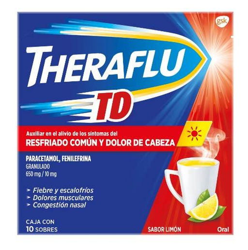Theraflu Td Sobres 650Mg/10Mg Con 10 Limon (Paracetamol/Fenilefrina) - WeCare Pharma