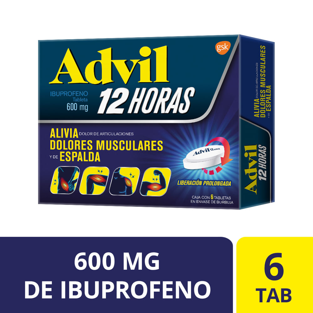 Advil 12H 600Mg Con 6 Tabletas (Ibuprofeno)