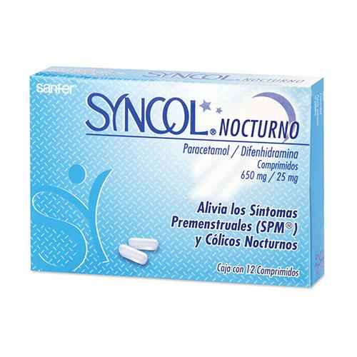 Syncol Nocturno 650Mg/25Mg Con 12 Comprimidos (Paracetamol/Difenhidramina)