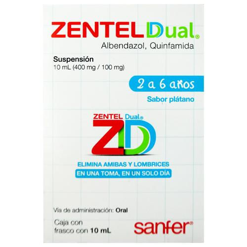 Zentel Dual Pediatrico Suspensión 400Mg/100Mg 10Ml (Albendazol/Quinfamida)