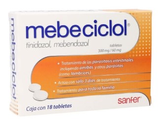 Mebeciclol 300Mg/60Mg Con 18 Tabletas (Tinidazol/Mebendazol)