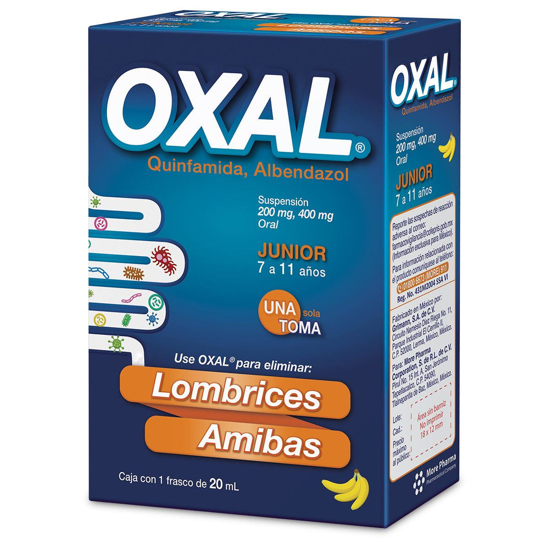 Oxal Junior Suspensión 200Mg/400Mg 20Ml (Quinfamida/Albendazol)