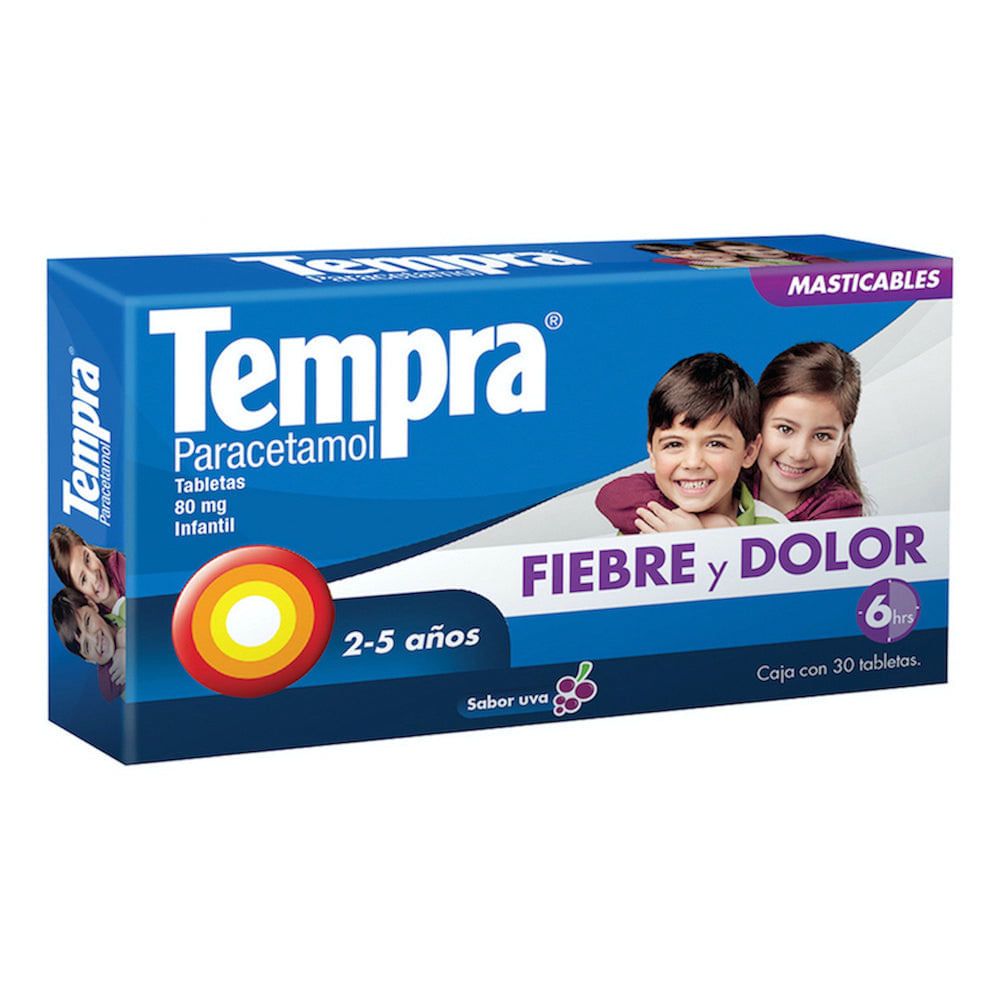 Tempra Mast Uva 80Mg Con 30 Tabletas (Paracetamol)