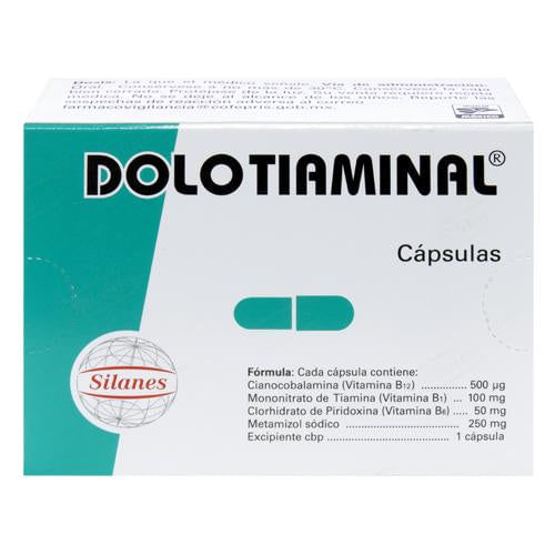 Dolo Tiaminal 100Mg/50Mg/500Mcg/250Mg Con 24 Capsulas (Vitamina B1/B6/B12/Metamizol)