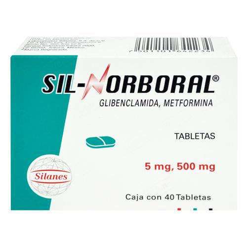 Sil-Norboral 500Mg/5Mg Con 40 Tabletas (Metformina/Glibenclamida)