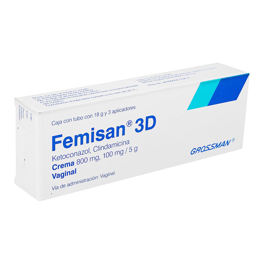 Femisan 3D Crema Vaginal 800Mg/100Mg/5G Y 3 Aplicadores 18G (Ketoconazol/Clindamicina)