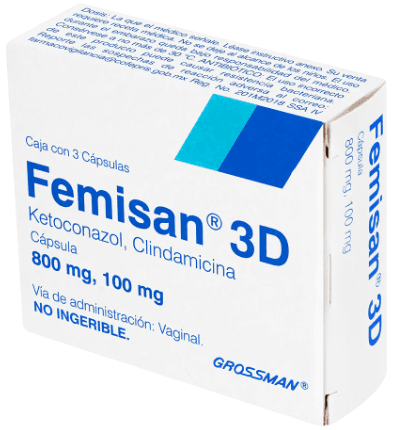Femisan 3D Vaginal 800Mg/100Mg Con 3 Capsulas (Ketoconazol/Clindamicina) - WeCare Pharma