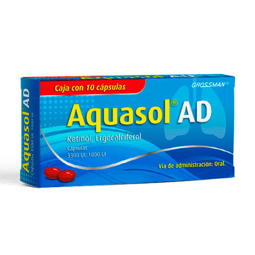 Aquasol Ad 3300Unid/1000Unid Con 10 Capsulas (Retinol/Ergocalciferol)