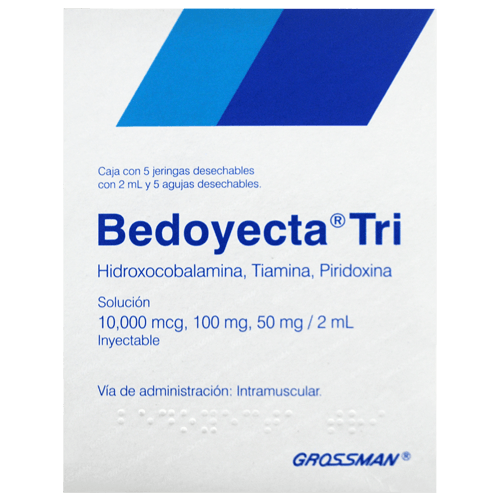 Bedoyecta Tri Jeringa 10 000Mcg/100Mg/50Mg/2Ml Con 5 (Hidroxocobalamina/Tiamina/Pridoxina)