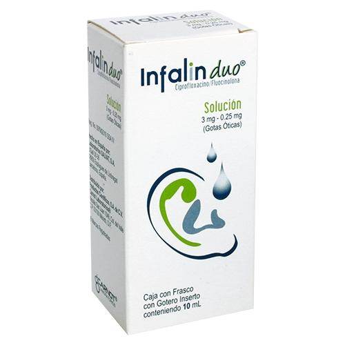 Infalin Duo Gotas 3Mg/0.25Mg/Ml 10Ml (Ciprofloxacino/Fluocinolona) - WeCare Pharma