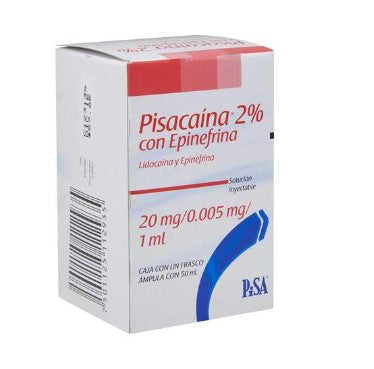 Pisacaina 2% Con Epinefrina Frasco 20Mg/0.005Mg/Ml 50Ml Ampulas (Lidocaina/Epinefrina)