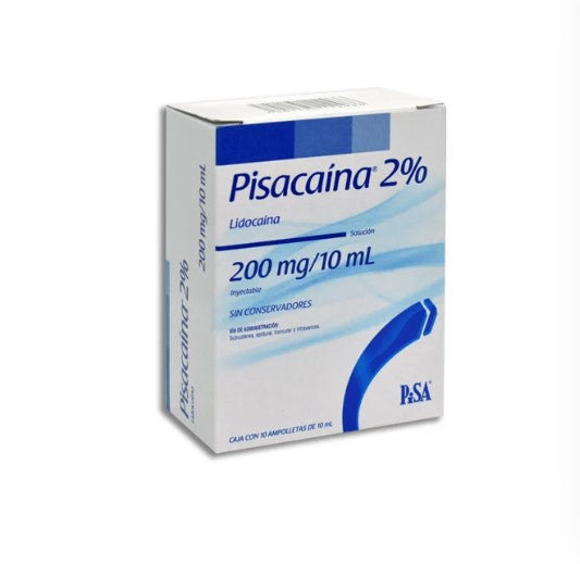 Pisacaina 2% 200Mg/10Ml Con 10 Ampulas (Lidocaina)