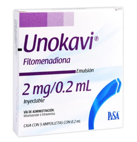 Unokavi 2Mg/0.2Ml Con 5 Ampulas (Fitomenadiona)