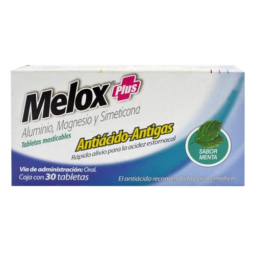 Melox Plus Mast 200Mg Con 30 Menta Tabletas (Aluminio/Magnesio/Simeticona)