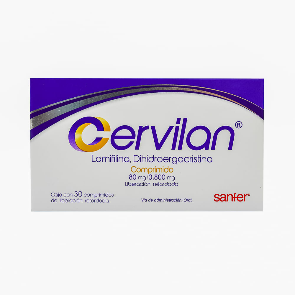 Cervilan 80Mg/0.800Mg Con 30 Comprimidos (Lomifilina/Dihidroergocristina)