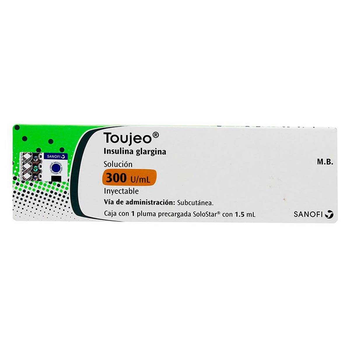 Toujeo Pluma 300Unid/Ml 1.5Ml Con 1 (Insulina Glargina)