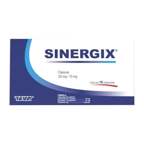 Sinergix 25Mg/10Mg Con 10 Capsulas (Tramadol/Ketorolaco)