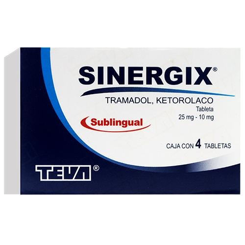 Sinergix Sl 25Mg/10Mg Con 4 Tabletas (Tramadol/Ketorolaco)