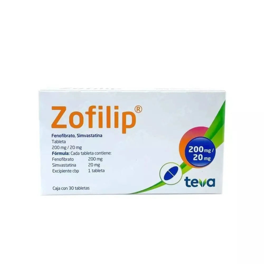 Zofilip 200Mg/20Mg Con 30 Tabletas (Fenofibrato/Simvastatina)