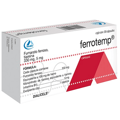 Ferrotemp 330Mg/5Mg Con 30 Capsulas (Fumarato Ferroso/Tiamina)