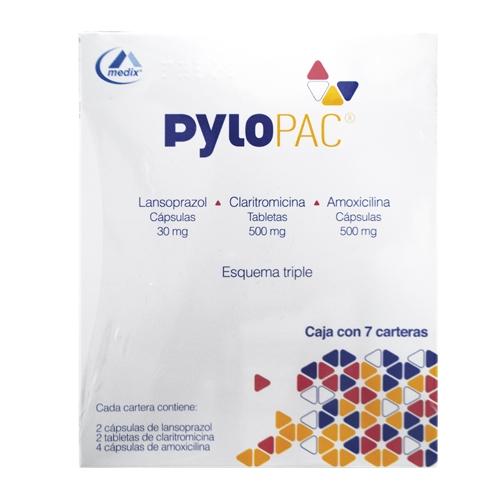 Pylopac 30Mg/500Mg/500Mg Con 7 Pack Capsulas (Lansoprazol/Claritromicina/Amoxicilina)