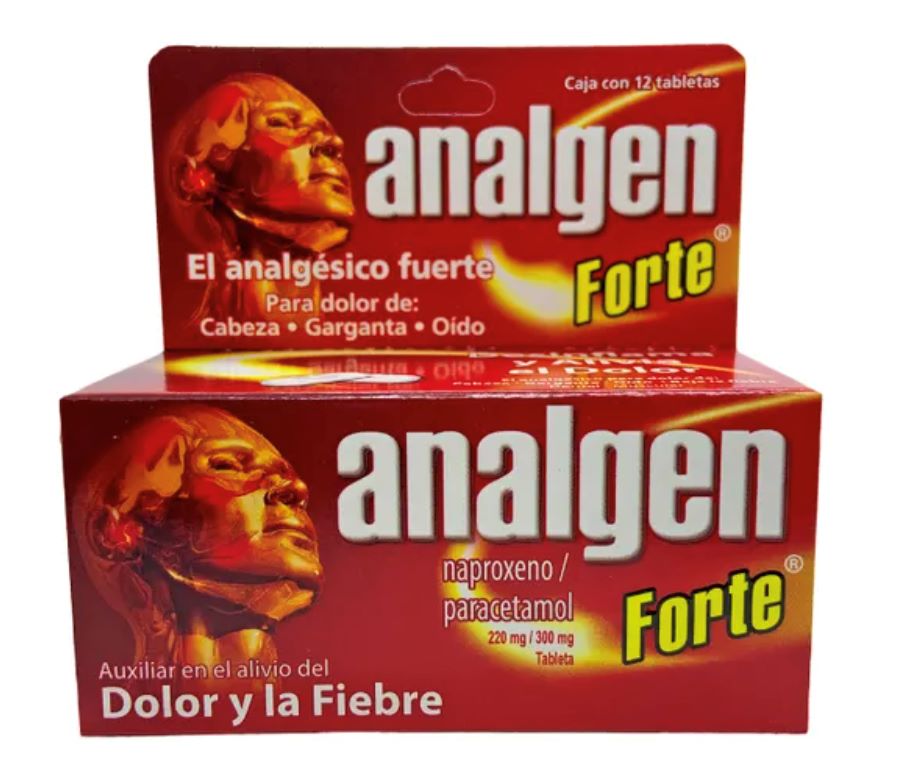 Analgen Forte 220Mg/300Mg Con 12 Tabletas (Naproxeno/Paracetamol)