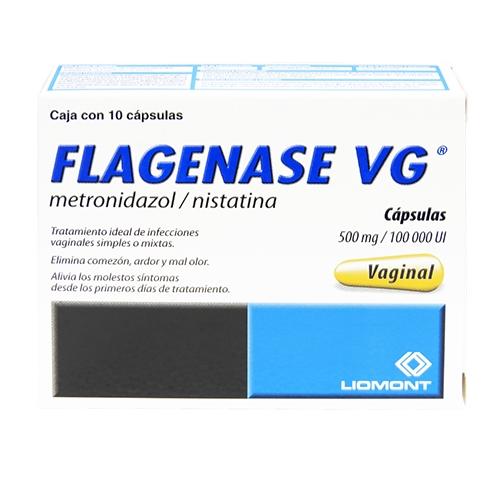 Flagenase Vg Vaginal 500Mg/100000Unid Con 10 Capsulas (Metronidazol/Nistatina)