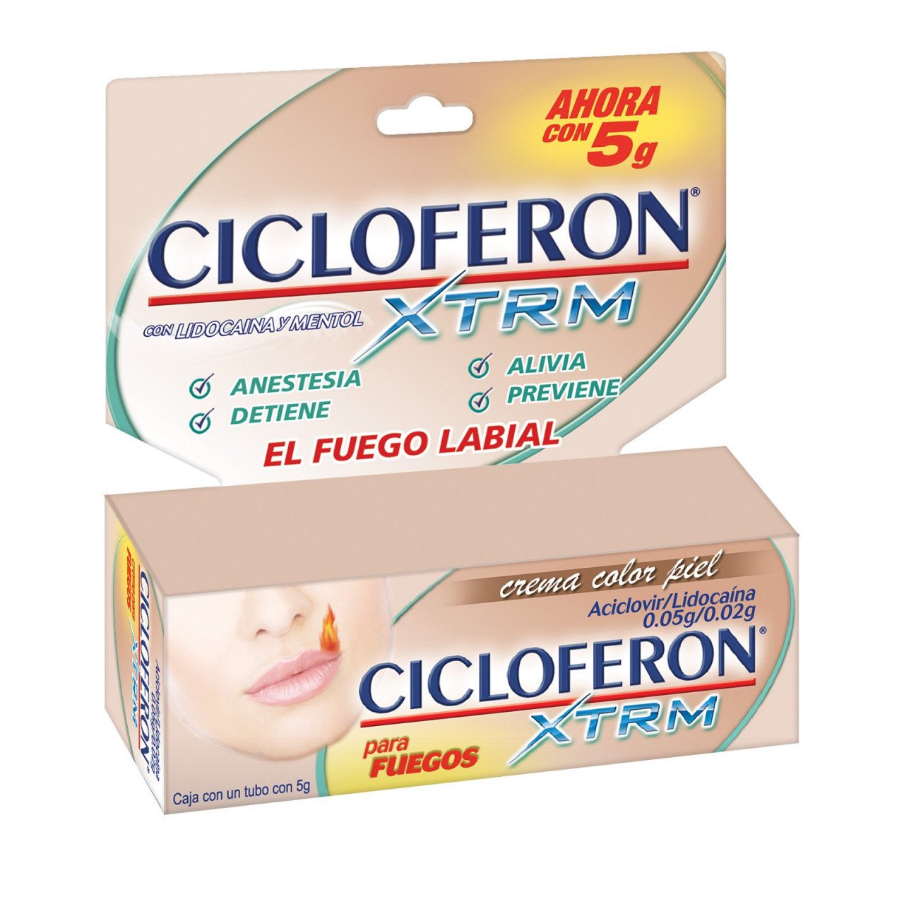 Cicloferon Xtrm Crema Color Piel 5G (Aciclovir/Lidocaina)