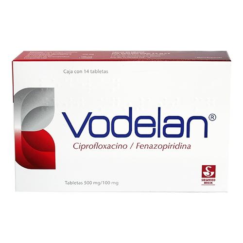 Vodelan 500Mg/100Mg Con 14 Tabletas (Ciprofloxacino/Fenazopiridina)