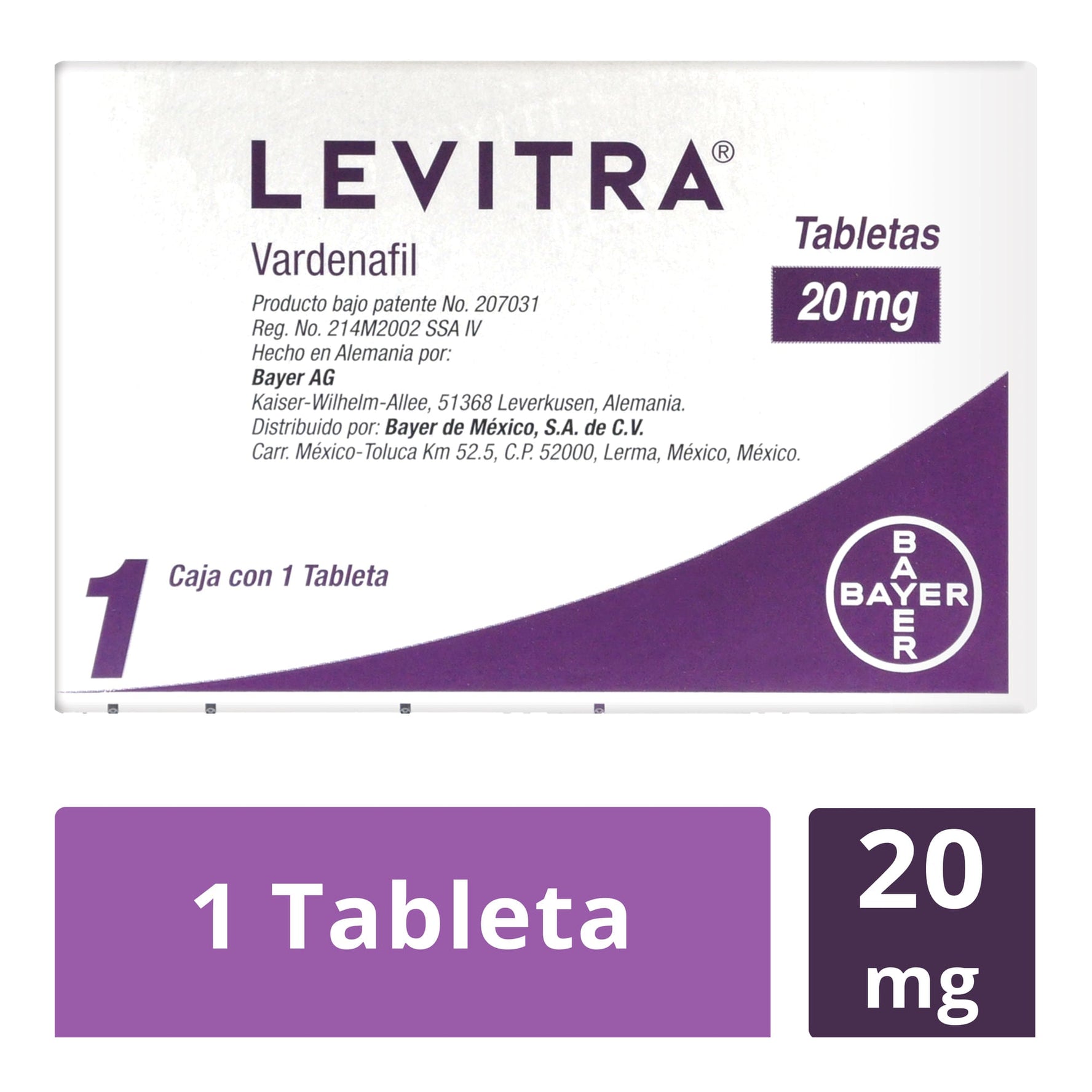 Levitra 20Mg Con 1 Tabletas (Vardenafil)