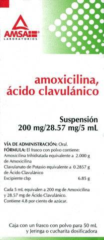 Amoxicilina/Clavulanato Suspensión 200Mg/28.57Mg/5Ml 50Ml Amsa - WeCare Pharma