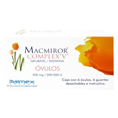 Macmiror Complex V Ovulos 500Mg/20000Unid Con 6 (Nifuratel/Nistatina)