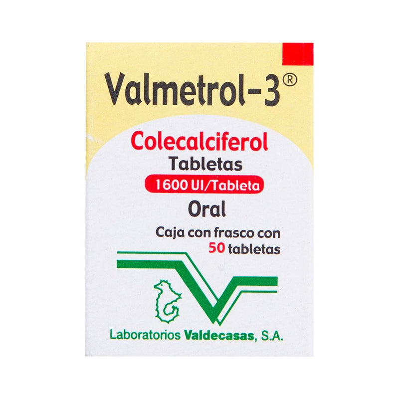 Valmetrol-3 1600Unid Con 50 Tabletas (Colecalciferol) - WeCare Pharma