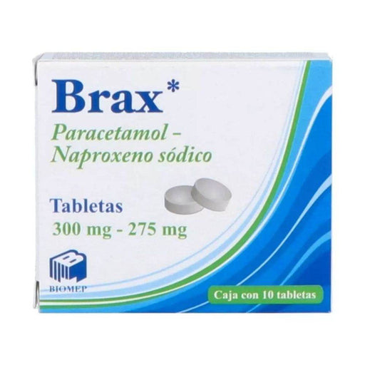 Brax 300Mg/275Mg Con 10) Tabletas (Paracetamol/Naproxeno Sodico) - WeCare Pharma