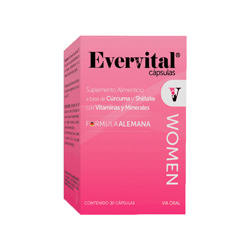 Evervital Women 1.28G Con 30 Capsulas (Curcuma/Shitake/Vitaminas/Minerales) - WeCare Pharma