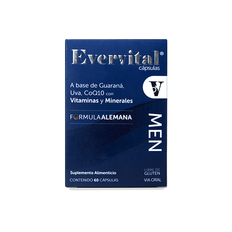 Evervital Men 1.38G Con 30 Capsulas (Guarana/Uva/Vitaminas/Minerales) - WeCare Pharma