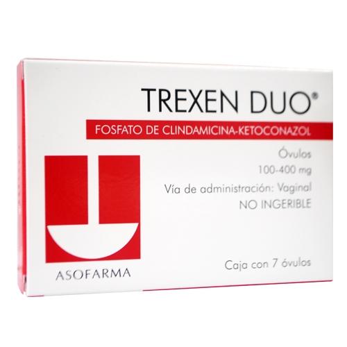 Trexen Duo Vaginal 100Mg/400Mg Con 7 Capsulas (Clindamicina/Ketoconazol)