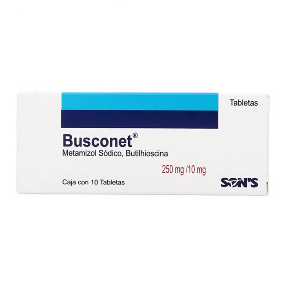 Busconet 250Mg/10Mg Con 10 Tabletas (Metamizol Sodico/Butilhioscina)