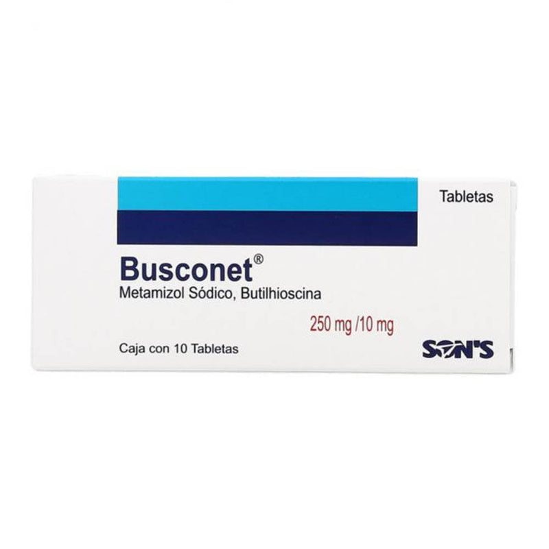 Busconet 250Mg/10Mg Con 10 Tabletas (Metamizol Sodico/Butilhioscina) - WeCare Pharma